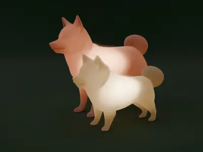 Indirect lighting of Shiba Inu and Mame shiba 3D model