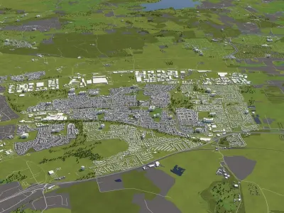 Essex UK 50x50km 3D Area Map 3D model