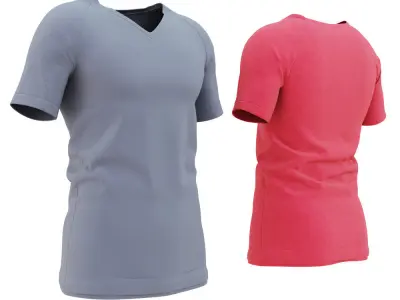 Mens gray and red t-shirt 3D model