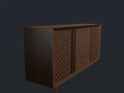 Bedroom Dresser - Chest of 3 Drawers and 2 Doors 3D model