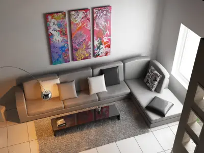 c4d living room top view 3D model