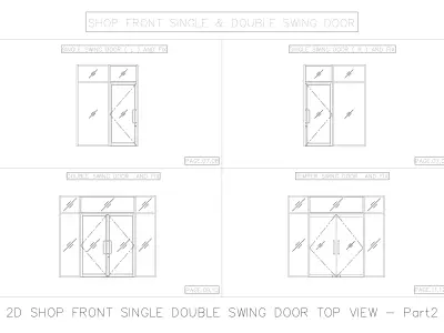 2D SHOP FRONT SINGLE DOUBLE SWING DOOR TOP VIEW 3D model