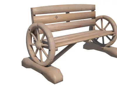 Wood Cart Bench 3D model