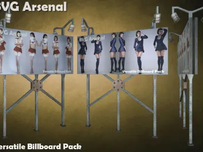 Modular Billboard Pack 02 Low-poly 3D model