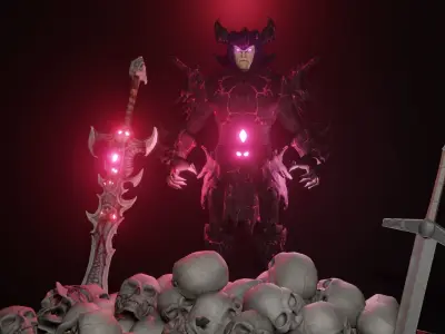 Hardos man in armor with glowing lights 3D model