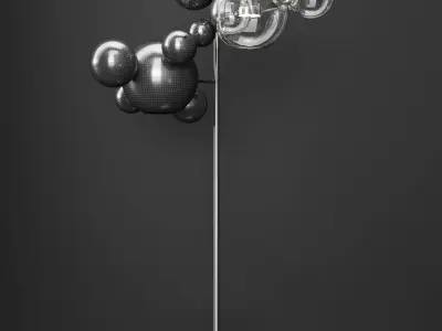 Giopato and Coombes floor lamp BOLLE 12 bubble Clear and silver 3D model