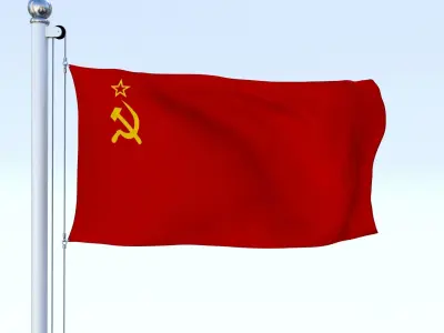 Animated Soviet Union Flag Low-poly 3D model