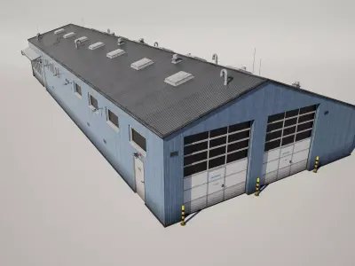  Industrial Workshop Building Garage Low-poly 3D model