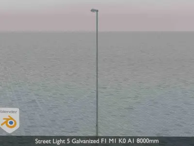 Street Light 5 Galvanized F1 M1 K0 A1 8000mm  Low-poly 3D model