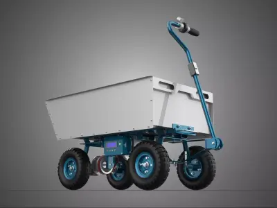 STEEL METAL BED TRAY BIN POWERED ELECTRIC CART TROLLEY WAGON TUB 3D model