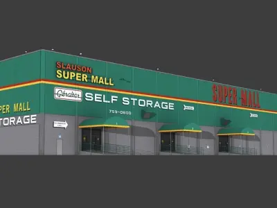 Slauson Super Mall Building Low-poly 3D model