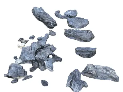  Burned Wood Low-poly 3D model