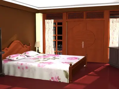 Room Model bedroom with bed and dresser 3D model