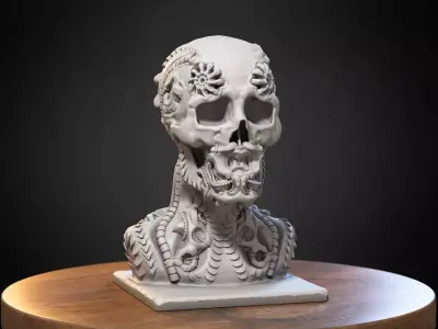 Skull robot dragon Headphone Stand Cyborg skull dragon  3D print model