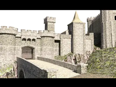 A castle in the mountains- 3d Model 3D model