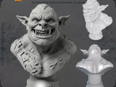 Orc Bust  3D Printable Fantasy Warrior Statue 3D print model