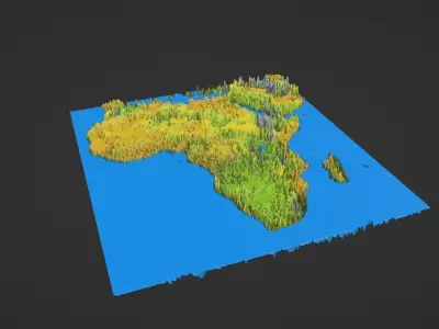Africa and Middle East Map Topography Low-poly 3D model