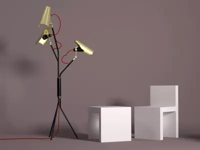 Jackson floor lamp with two lamps 3D model