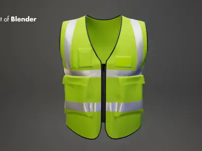 Worker Safety Vest Green Low-poly 3D model