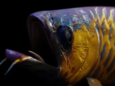 Arowana dragon fish Low-poly 3D model