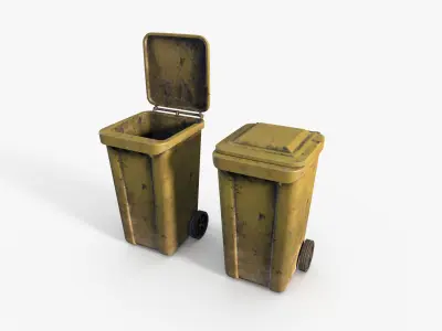 Dirty Street Trash Can Low-poly 3D model