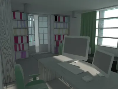 The Home Office and Library room Interior 3D model