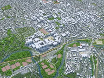 Ann Arbor Downtown Michigan USA Low-poly 3D model