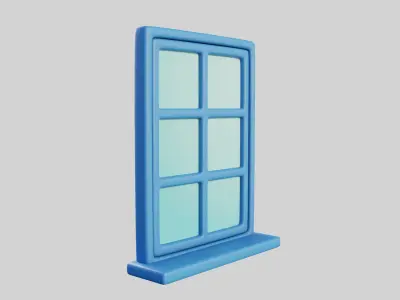 Cartoon Window 7a Low-poly 3D model