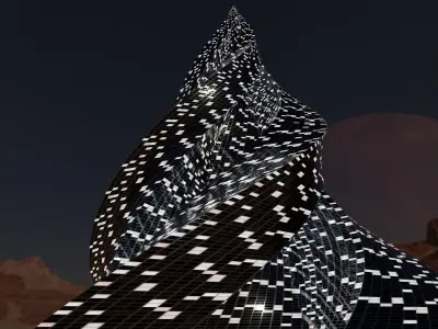 Pyramid Building Night Windows 3D model