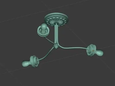 Chandelier three light ceiling fixture 3D model