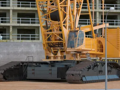  Heavy Lifting Crawler Crane Yellow Rigged for Maya 