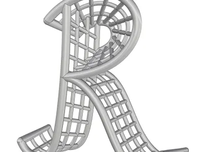 Pendant R alphabet 3D print model