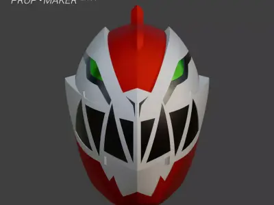 DIY Power Rangers Dino Fury Red Helmet Cosplay EVA Foam Template 3D model