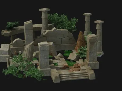 temple ruin ruins  rocks exterior stones damaged highpoly  3D model