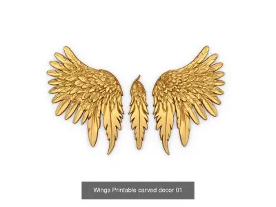 18 Angel Wings Printable carved decor Pack 01