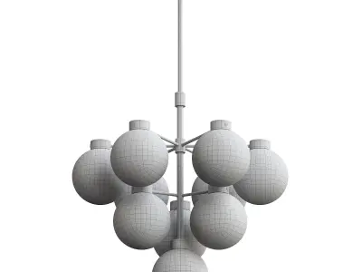  Marra Unlacquered Brass Tiered Pendant Light with Milky  3D model