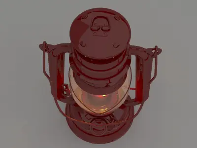 Vintage oil lamp red 3D model