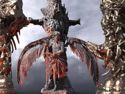 Hades With Dark Underworld Pillars 3D model