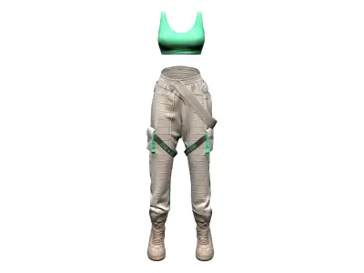 Hip Hop Street Style Top Pants Shoes Outfit Low-poly 3D model