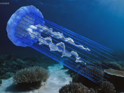  Electric Blue Jellyfish Rigged 