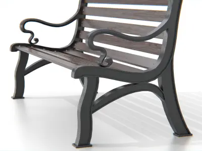 Vintage Park Bench Low-poly 3D model