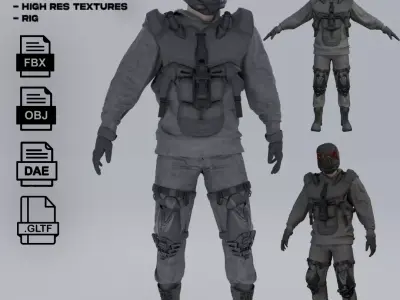 Cyberpunk Character Cyber Hunstman 3D model