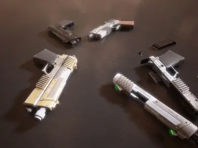 Sci-fi Futuristic Assault Pistol  Low-poly 3D model