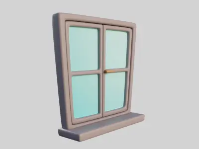 Cartoon Window 6b Low-poly 3D model