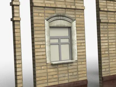 Modular brick house Low-poly 3D model