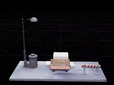 Street Props Set Fully Joint Game Film Background 3D Models Low-poly 3D model
