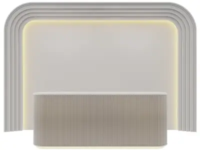 Reception desk with marble and gold accents 3D model