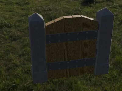 a fence with an old-style door 3D model