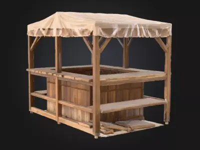 Market Stall Display Low-poly 3D model