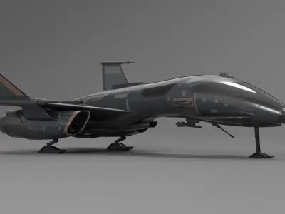Black Futuristic Fighter Spaceship 3D model